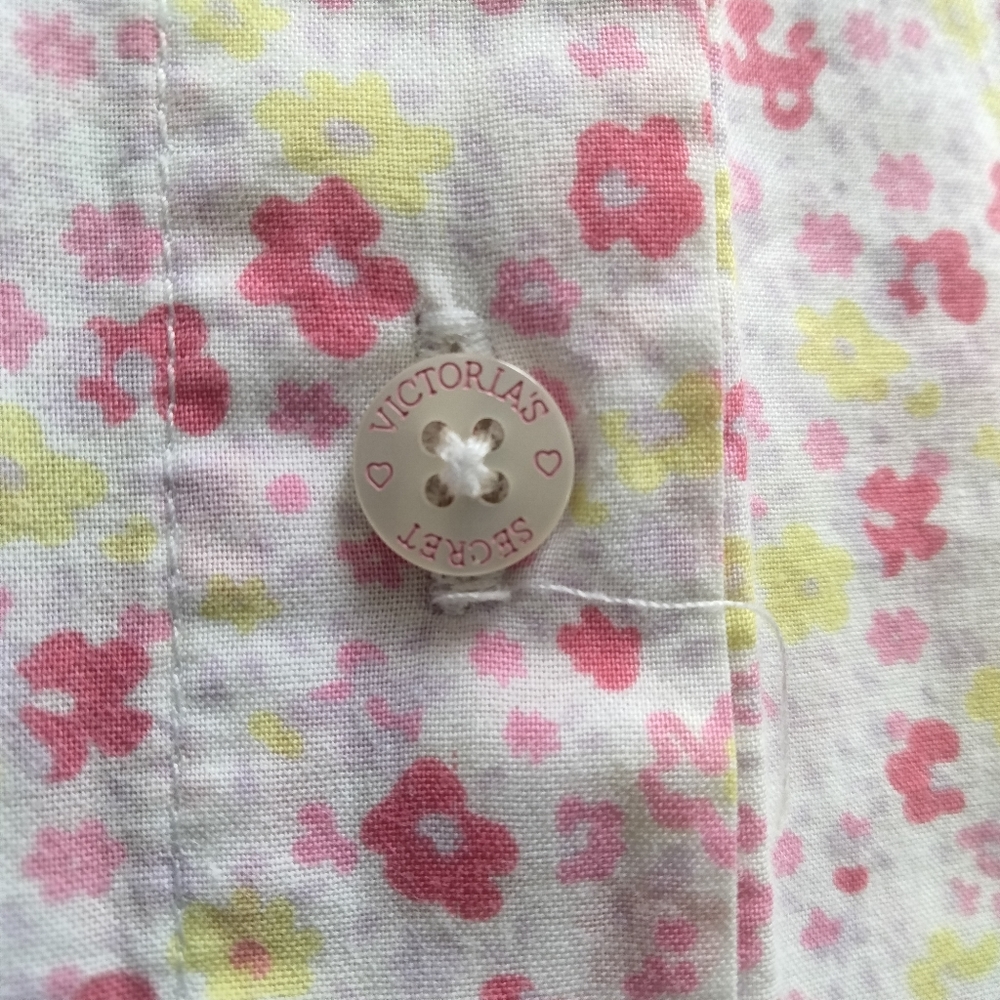 Victoria’s Secret Floral Button Up Long Sleeve Pink Night Shirt Gown Womens Sz S - Picture 6 of 11